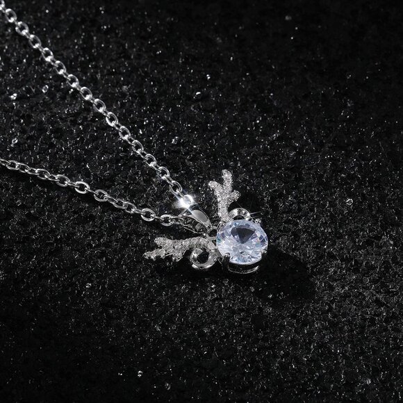 💎 Unique Antlers Design Clavicle Pendant Necklace for Women, INDN8636 - Picture 2 of 6